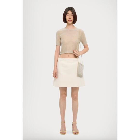 Marella Jinger Mini Skirt A Line High Waist Cotton Blend Ivory Preppy US 8 NWT
